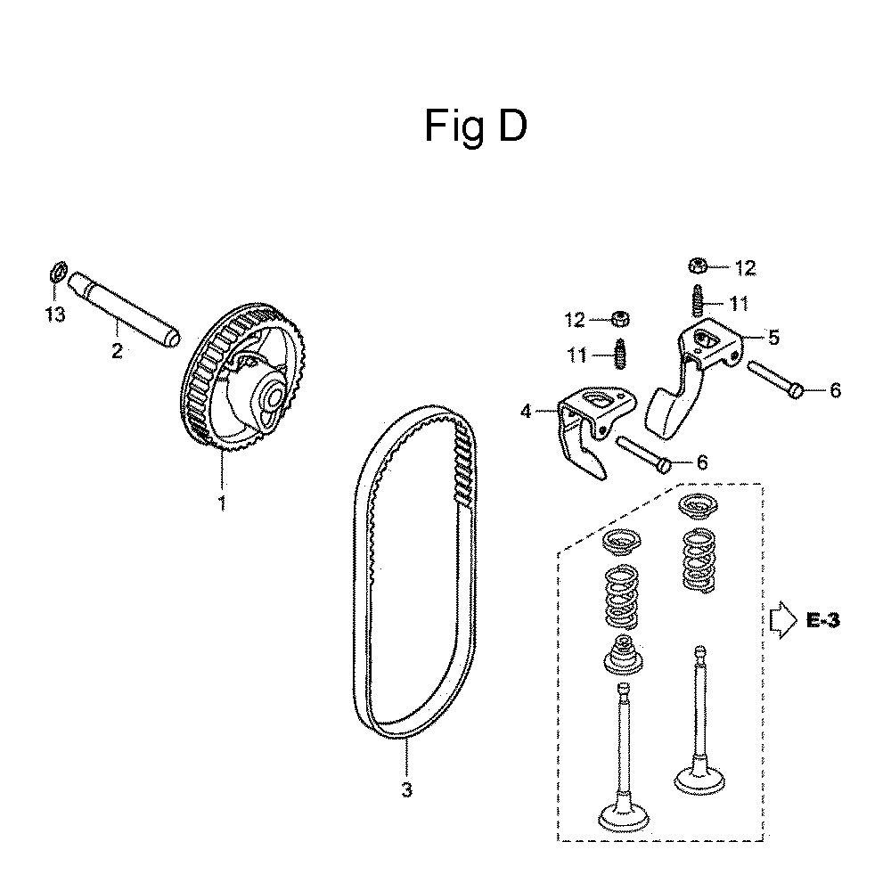 Fig-4 Diagram and Parts List for GC135 Type QHA1 Honda Engine