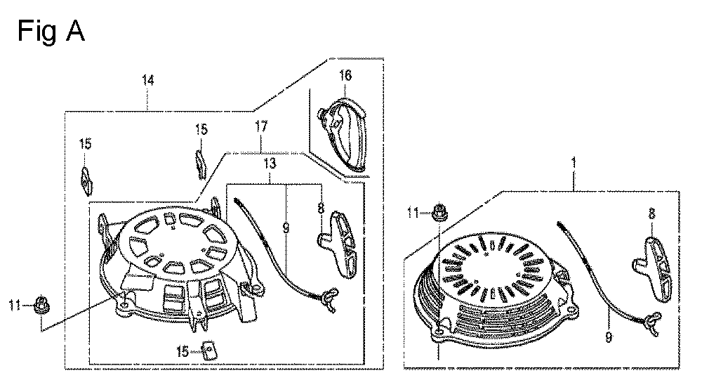 Fig-1 Diagram and Parts List for GCV160A Type N1AF Honda Engine