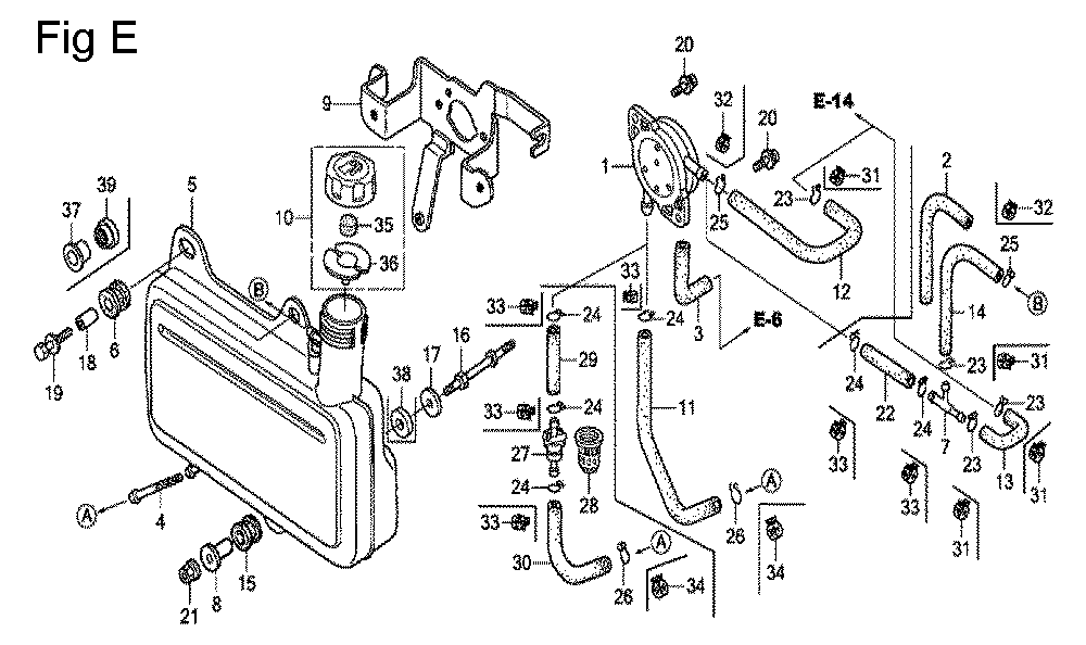 Fig-5 Diagram and Parts List for GC135 Type VXA Honda Engine