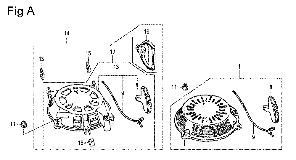 Fig-1 Diagram and Parts List for GCV160A Type S1A1 Honda Engine