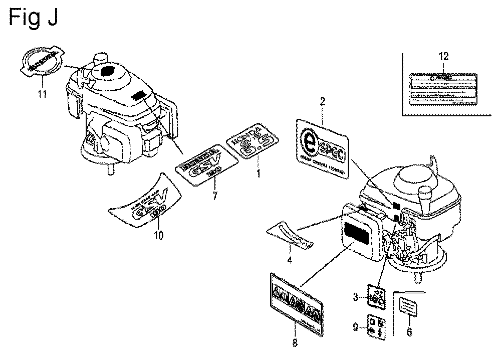Fig-10 Diagram and Parts List for GSV190A Type S3TE Honda Engine