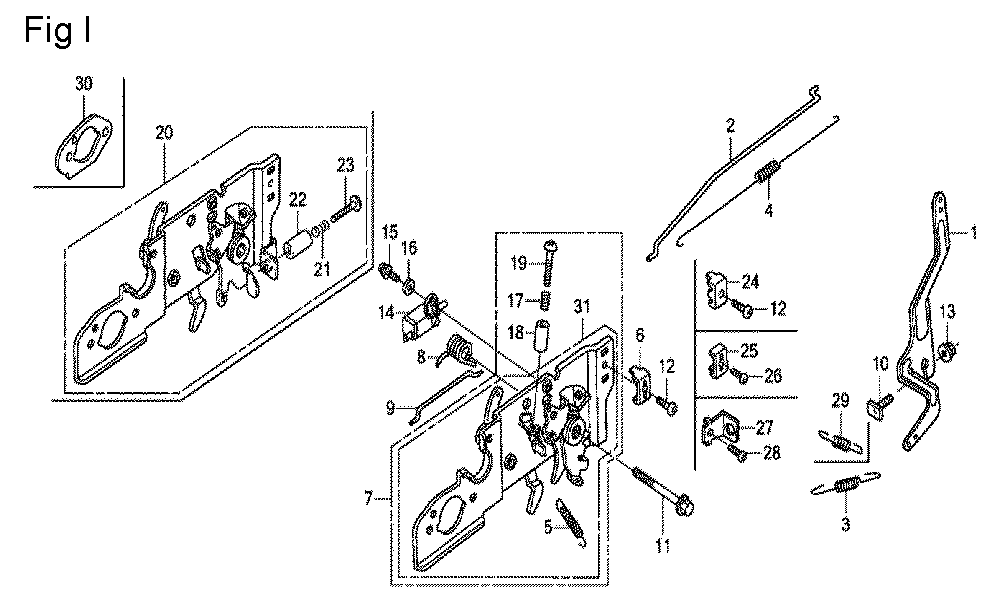 Fig-9 Diagram and Parts List for GCV160LA0 Type N7A1 Honda Engine