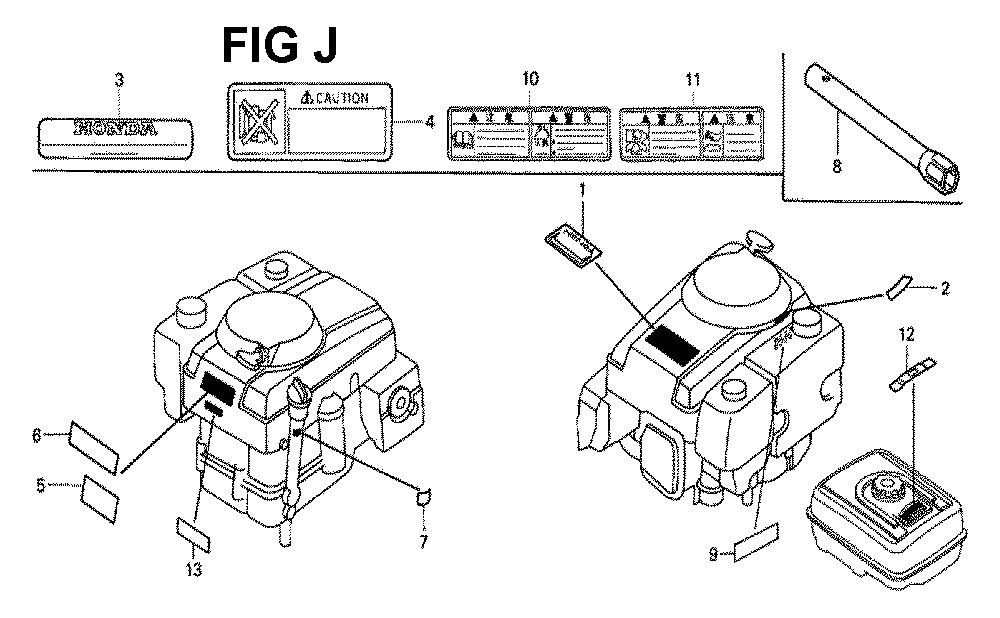 Fig-7 Diagram and Parts List for GXV340K2 Type DCA2 Honda Engine