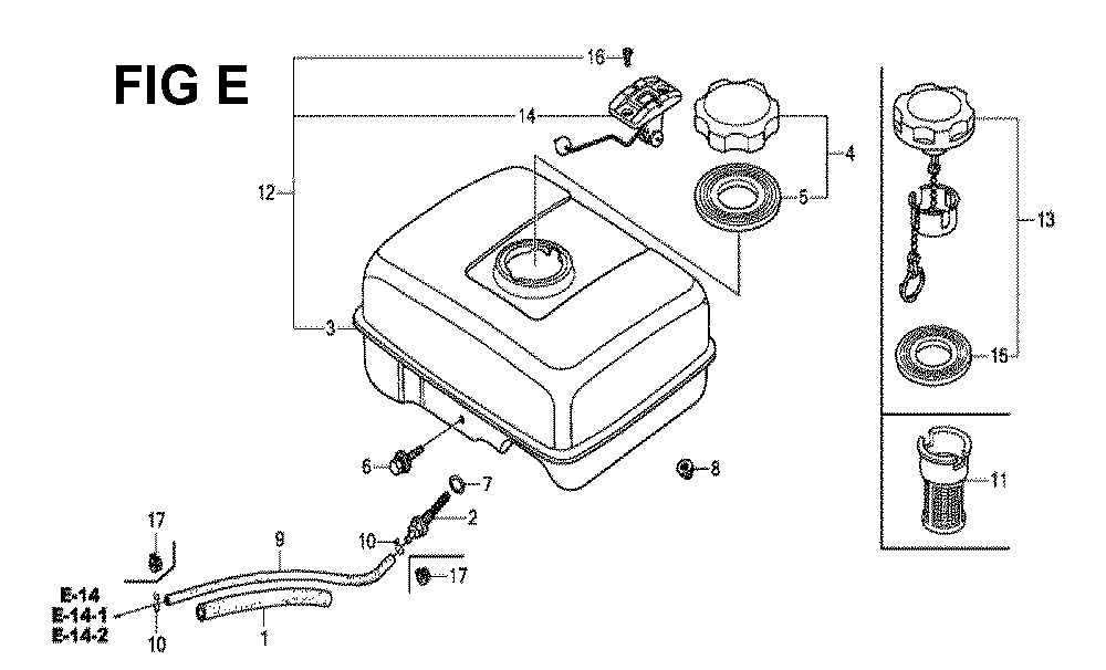 Fig-13 Diagram and Parts List for GX160H1 Type QXBRA Honda Engine