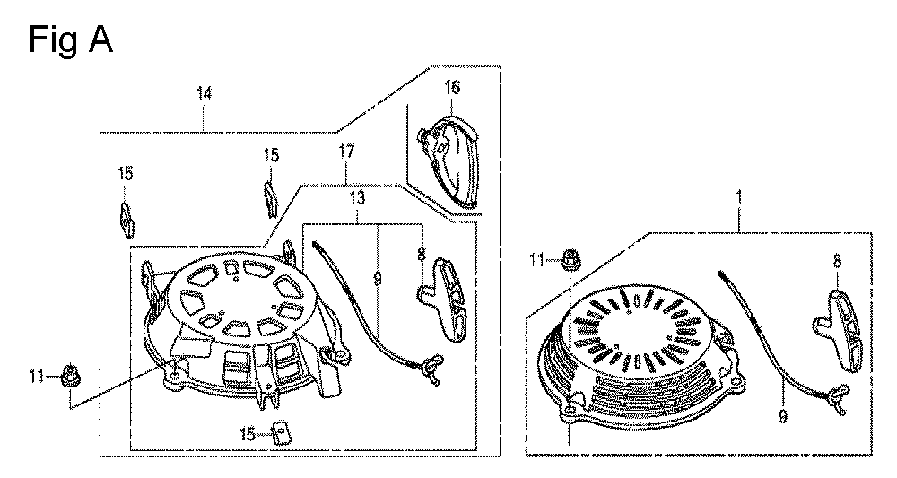 Fig-1 Diagram and Parts List for GCV160A Type A1AE Honda Engine