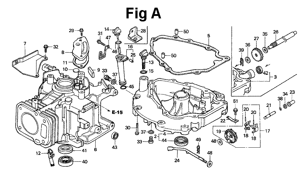 Fig-1 Diagram and Parts List for GXV120 Type A1LA Honda Engine