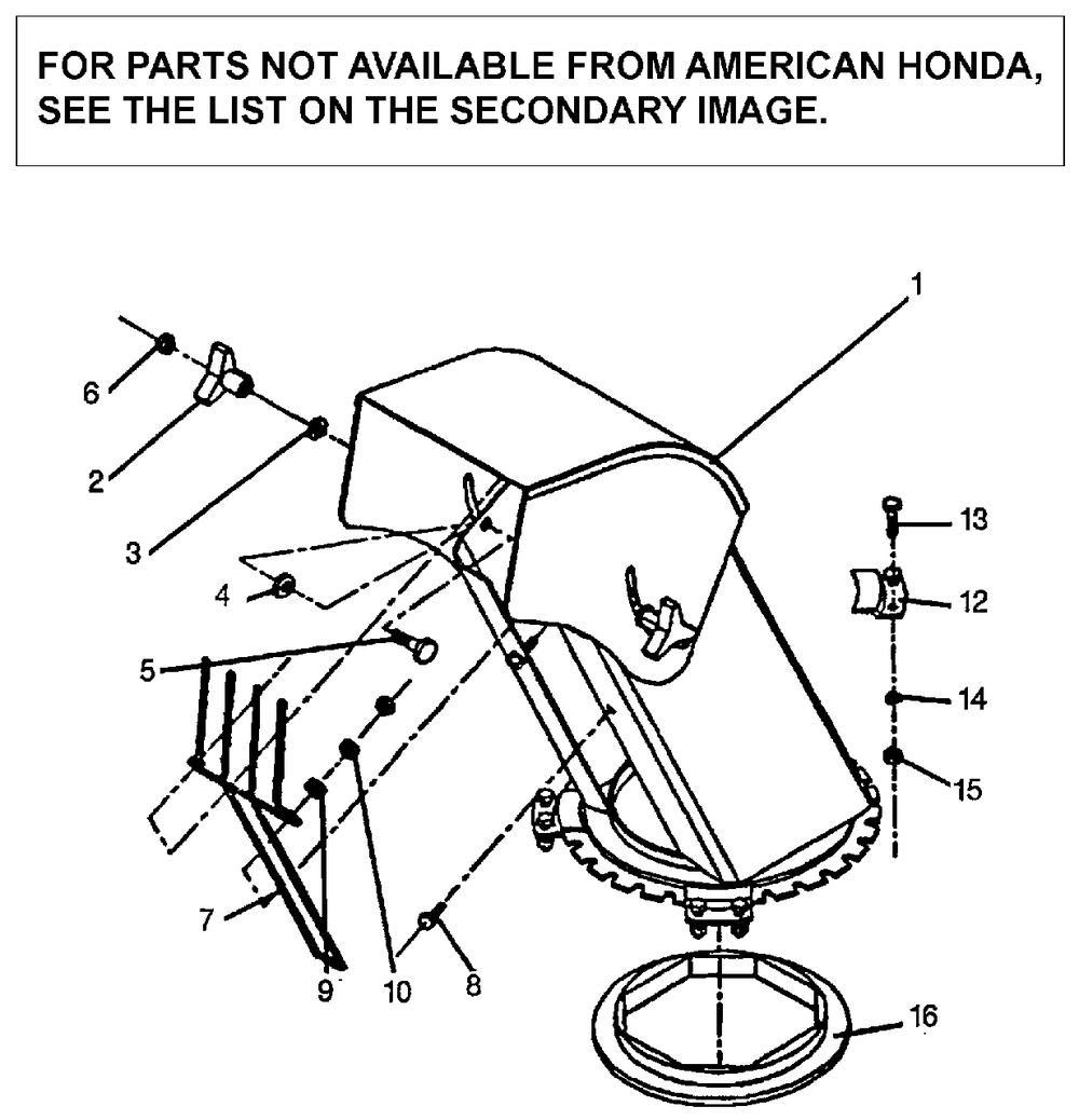 Chute Assembly (Sb1013b) Diagram and Parts List for SB1013 Type  B Honda Lawn Tractor Accessories