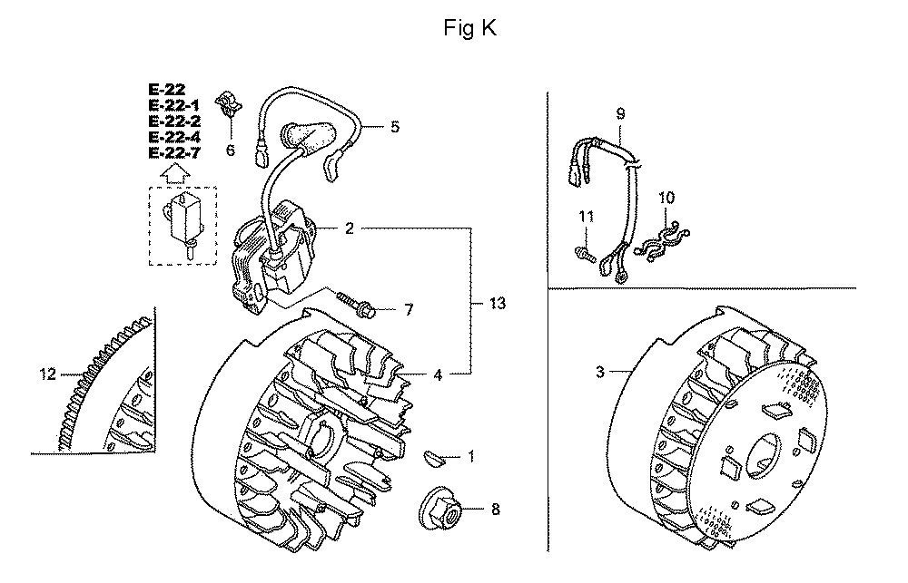 Fig-11 Diagram and Parts List for GC160A Type MEA2 Honda Engine