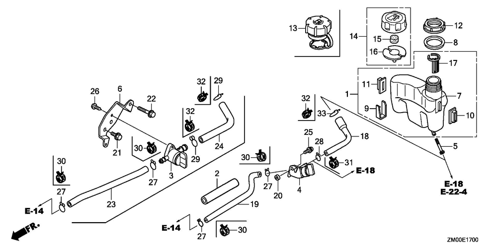 Fuel Tank Diagram and Parts List for GCV160LA1 (Type N5AF/A)(GJATA-2000001-9999999) Honda Engine