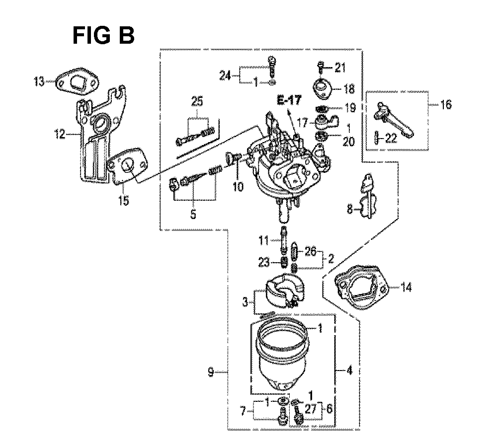 Fig-3 Diagram and Parts List for GX160H1 Type QDBRA Honda Engine