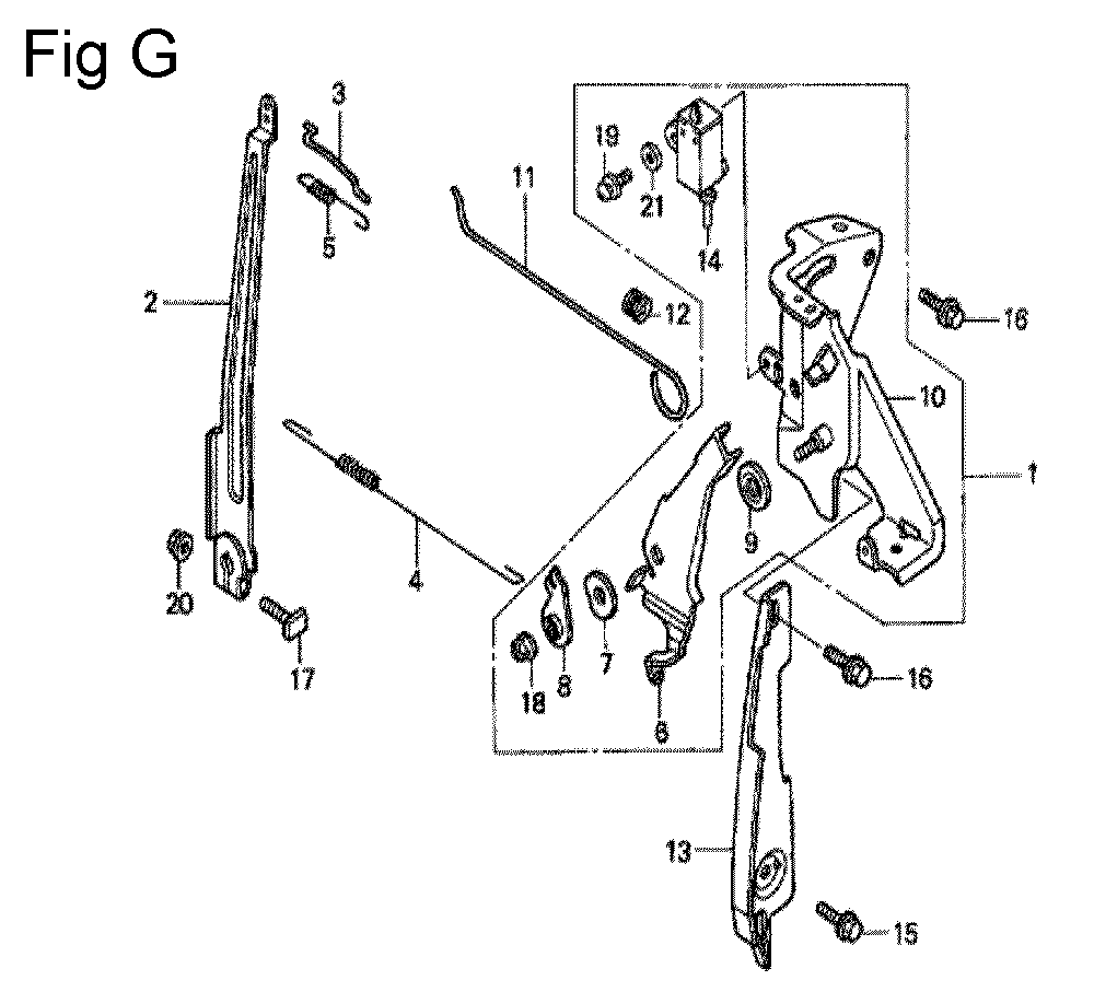 Fig-7 Diagram and Parts List for GC135 Type SHE3 Honda Engine