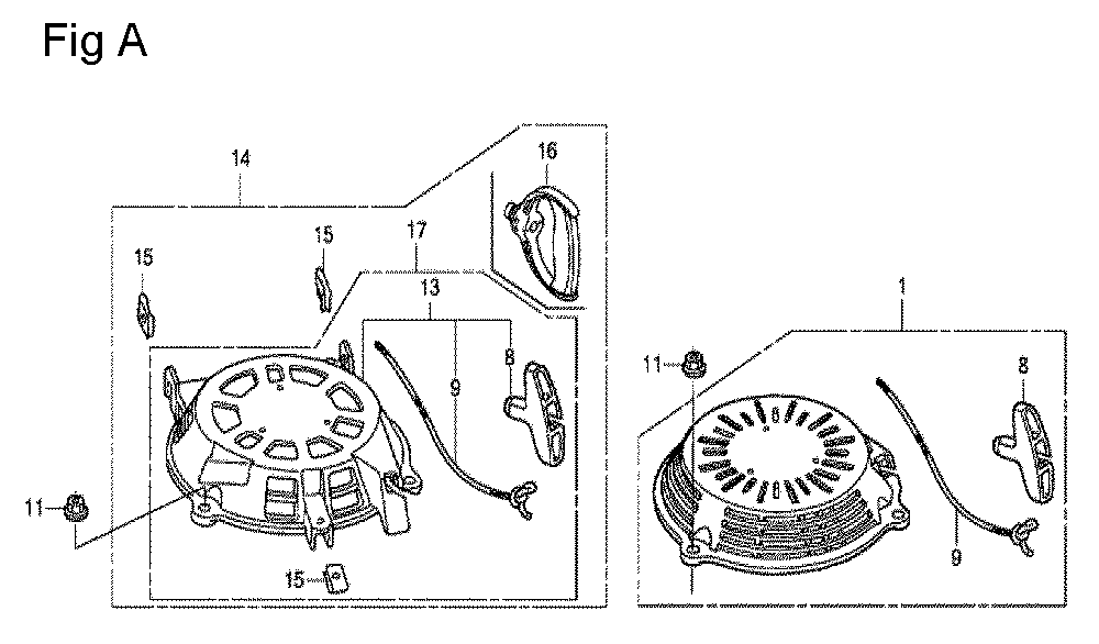 Fig-1 Diagram and Parts List for GCV160A Type EHHB Honda Engine