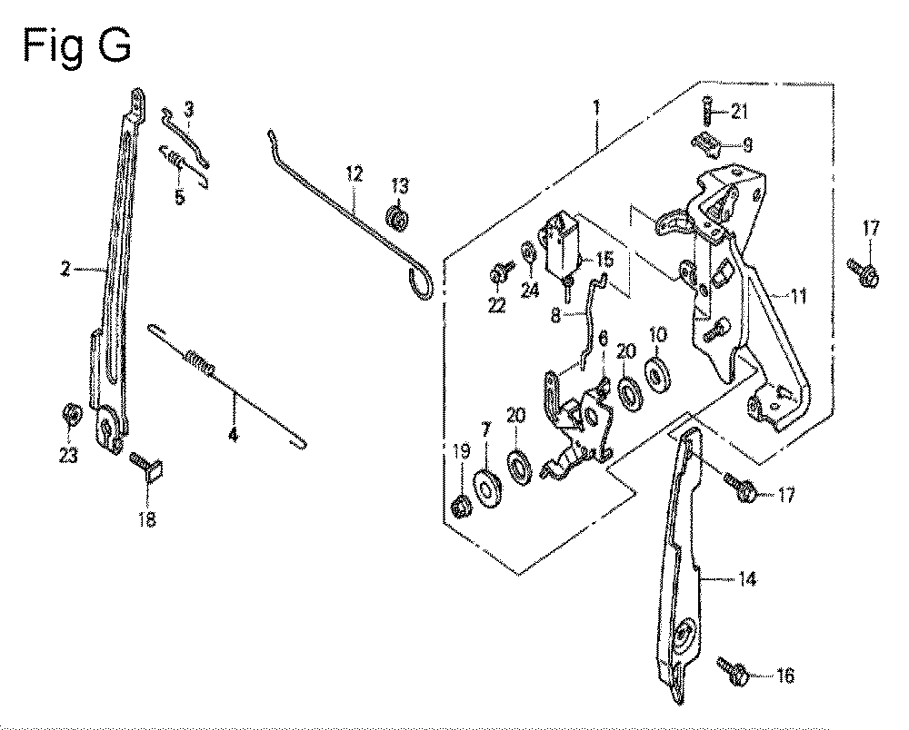 Fig-7 Diagram and Parts List for GS190A Type QBE5 Honda Engine