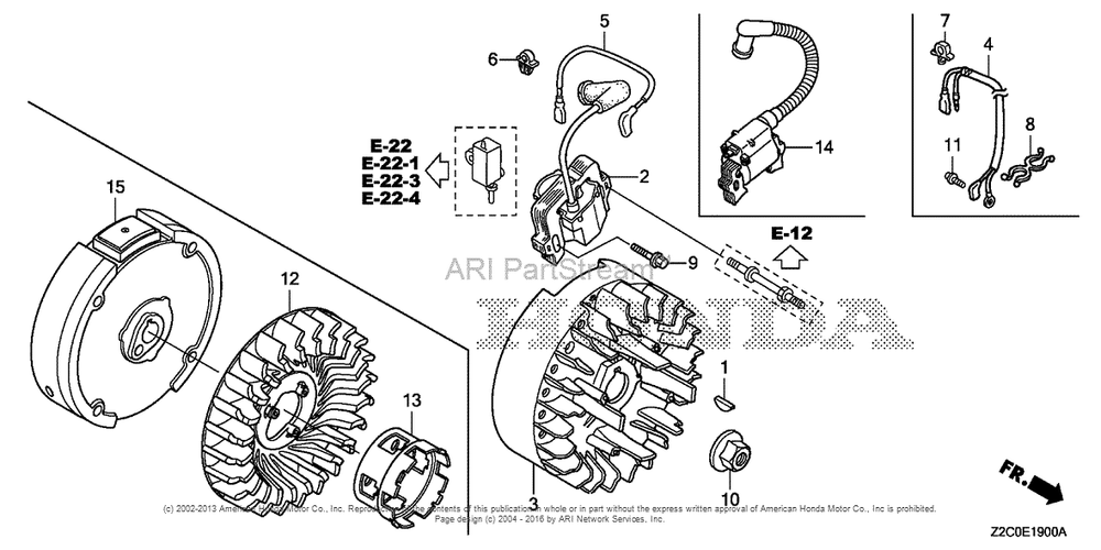 Flywheel Diagram and Parts List for GS190LA (typeQHAF)(GCACA-1000001) Honda Engine