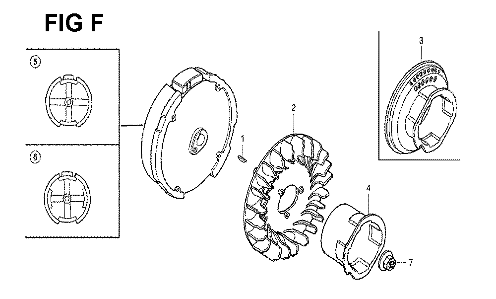 Fig-6 Diagram and Parts List for GX120K1 Type QA26 Honda Engine