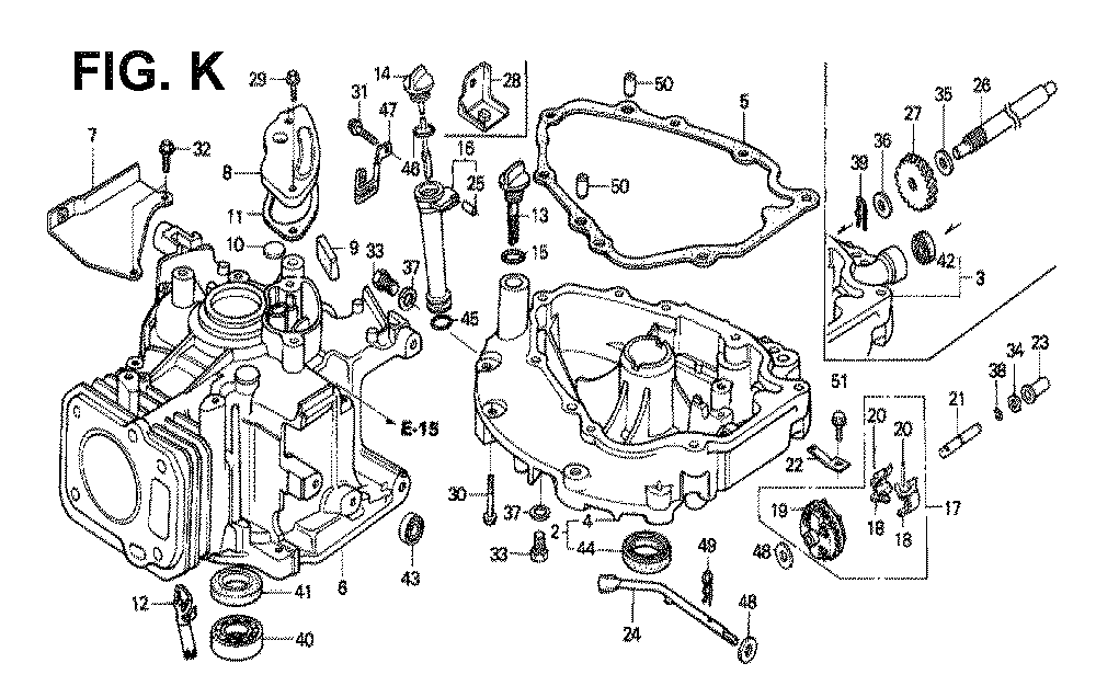 Fig-9 Diagram and Parts List for GXV120 Type SFS Honda Engine