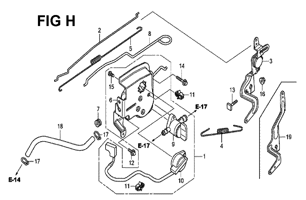 Fig-8 Diagram and Parts List for GCV190LA Type G5B Honda Engine