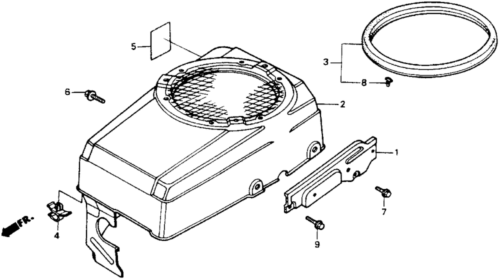 Ht-R3811fan Cover Diagram and Parts List for HT-R3811 (Type  SA)(MABT-5000001 - 9999999) Honda Lawn Mower