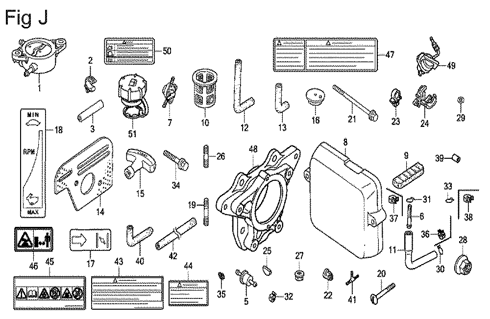 Fig-10 Diagram and Parts List for GX100U Type VEA Honda Engine