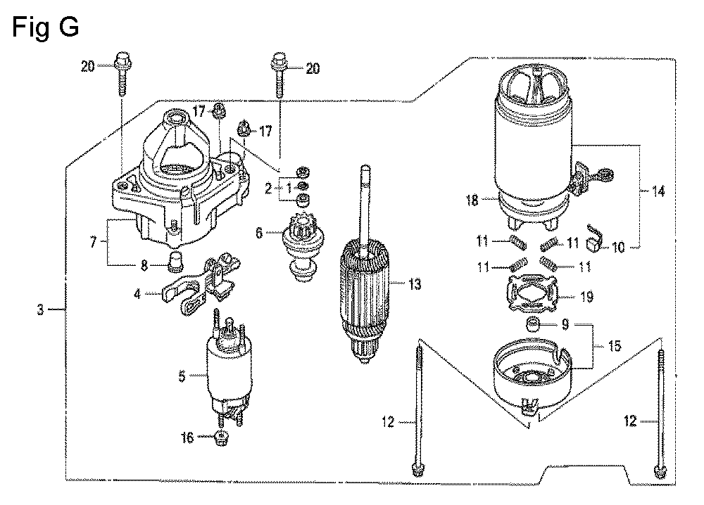 Fig-7 Diagram and Parts List for GCV530 Type QEA1 Honda Engine