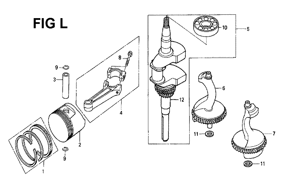 Fig-7 Diagram and Parts List for GXV340K1 Type DN4 Honda Engine