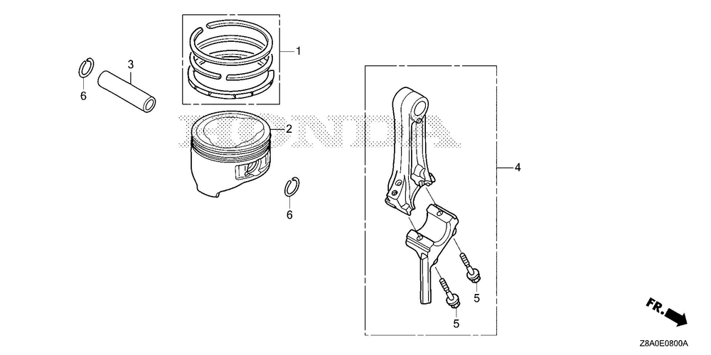 Piston - Connecting Rod Diagram and Parts List for GC160LAX (Type QBC)(GCAHA-6025169-9999999) Honda Engine