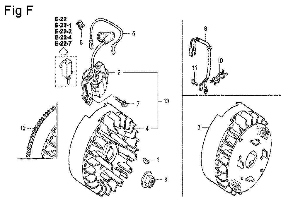 Fig-6 Diagram and Parts List for GC135 Type VXU Honda Engine