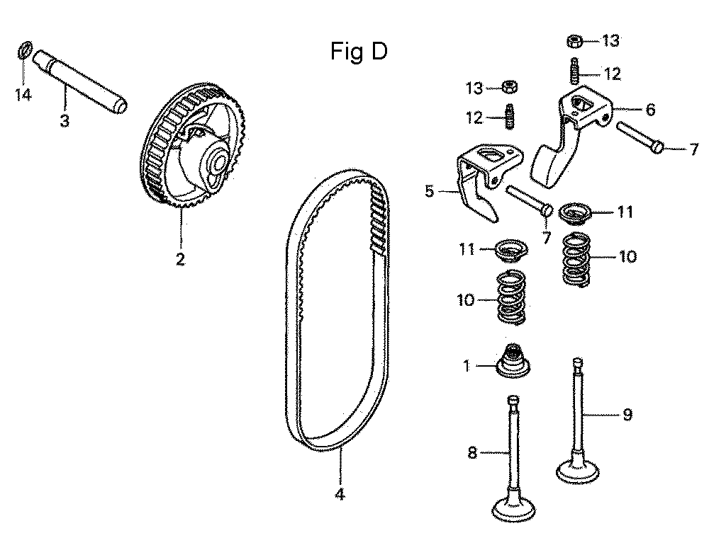 Fig-4 Diagram and Parts List for GC190A Type QHAD Honda Engine