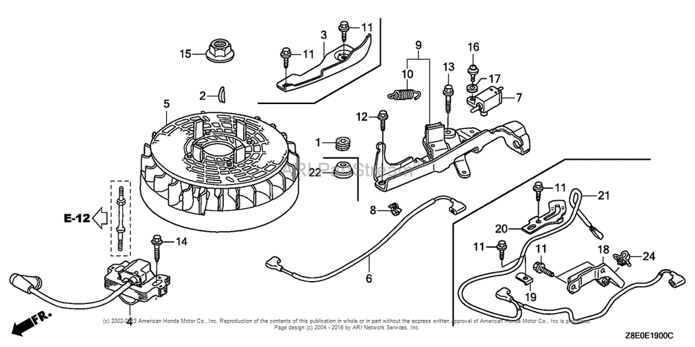 Flywheel (1) Diagram and Parts List for GSV190LA (typeS3T)(GJACA-1035731) Honda Engine