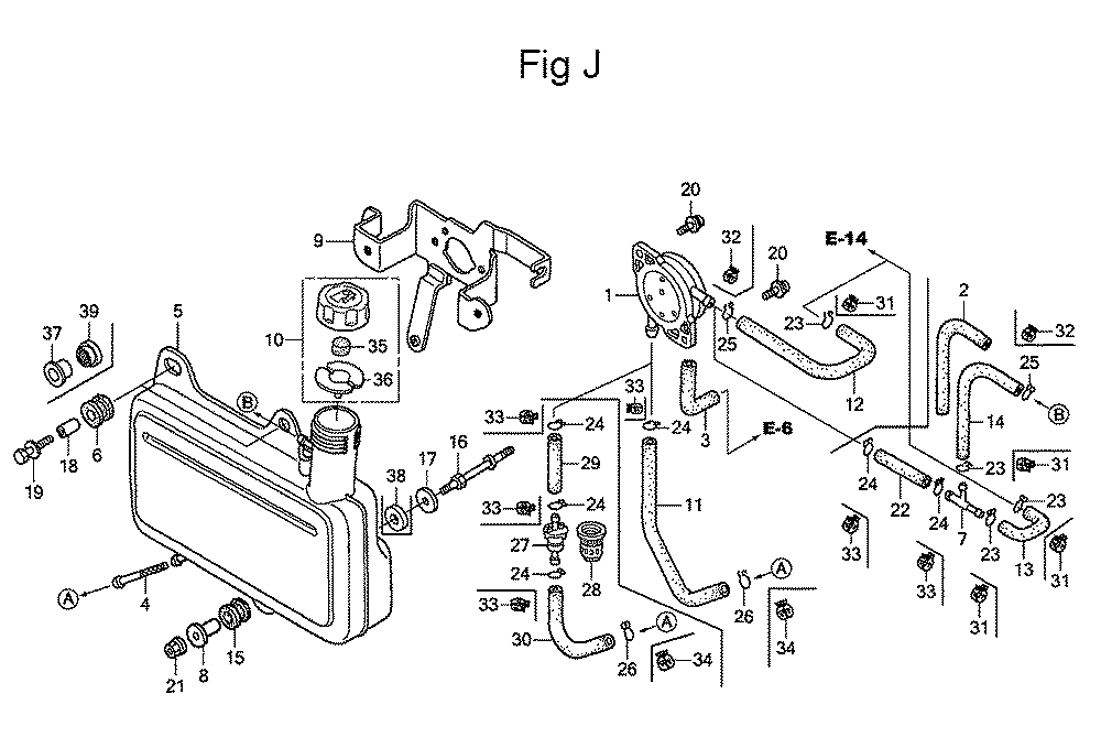 Fig-10 Diagram and Parts List for GC160 Type QBC Honda Engine