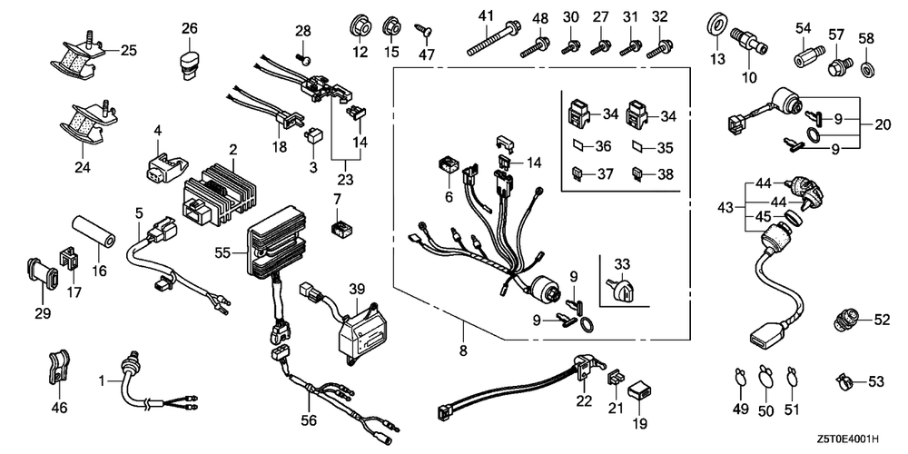 Other Parts (Combination Switch) Diagram and Parts List for GX390RT2 (Type  VXG/A)(GCBCT-3000001 - 9999999) Honda Engine