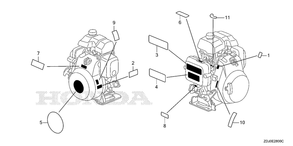 Label Diagram and Parts List for GXR120UT (Type QXBR)(GCCDT-2000001-9999999) Honda Engine