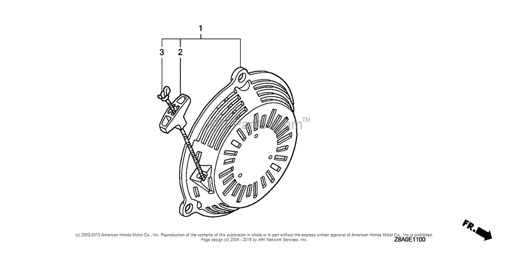 Recoil Starter Diagram and Parts List for GC160LA (typeQHC)(GCAHA-3599750) Honda Engine