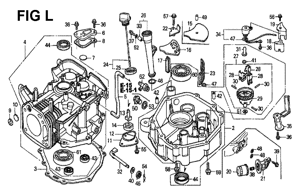 Fig-6 Diagram and Parts List for GXV340K2 Type DCA1 Honda Engine