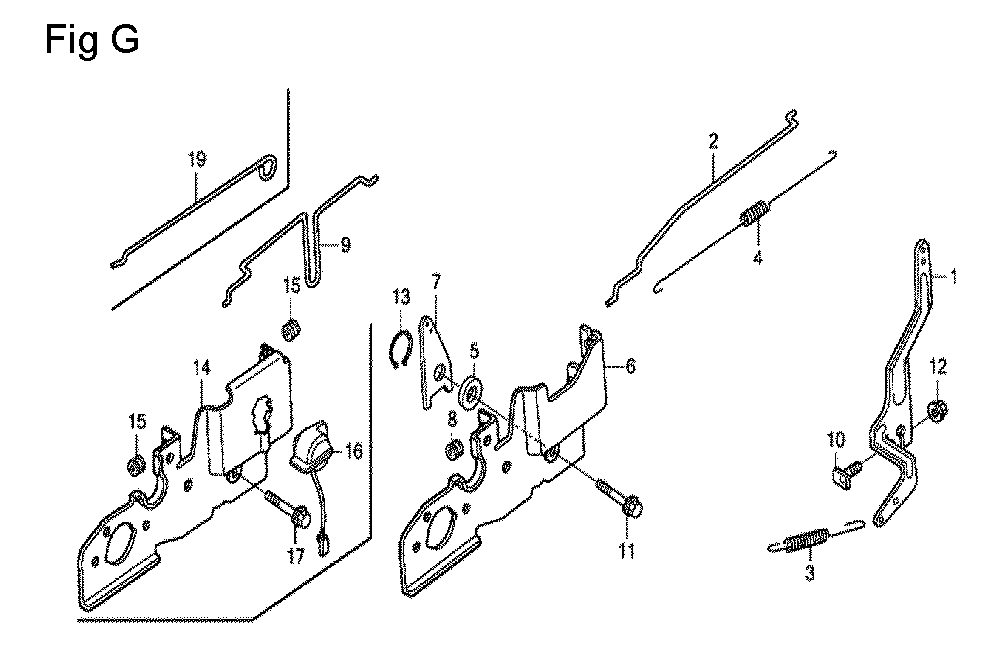 Fig-7 Diagram and Parts List for GCV190A Type N5AF Honda Engine