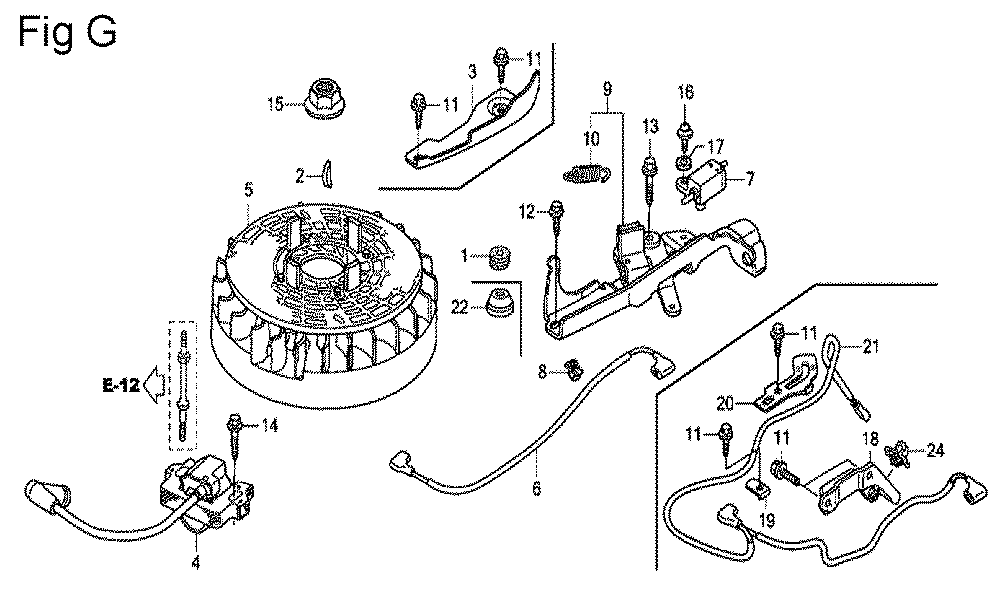 Fig-7 Diagram and Parts List for GSV190LA Type S3T Honda Engine
