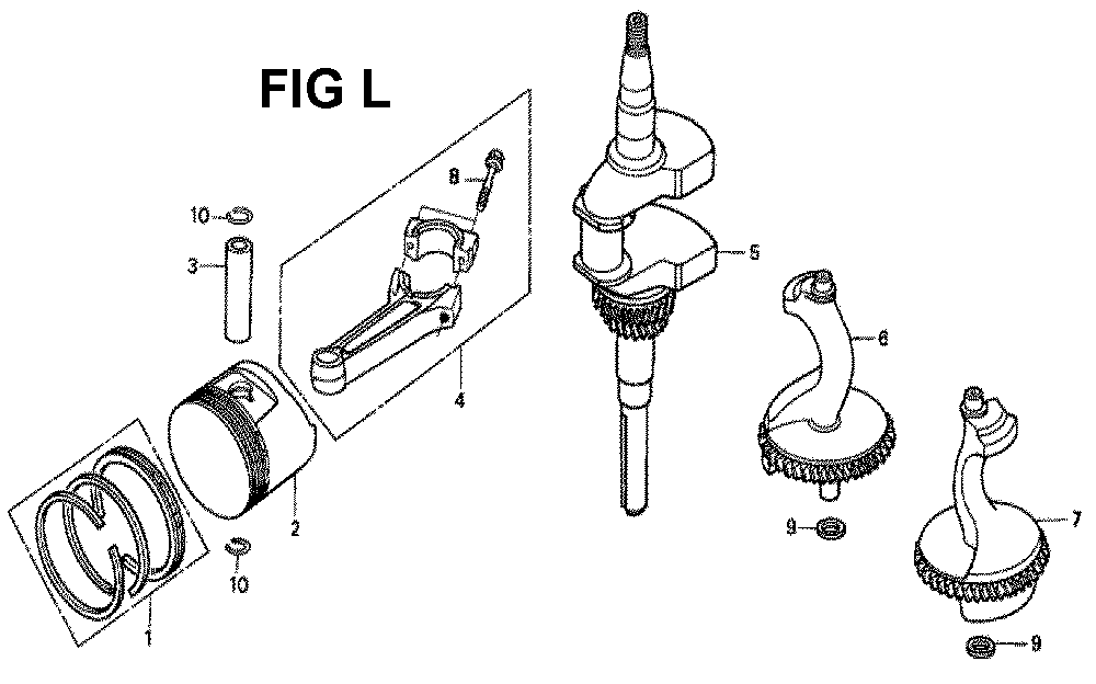 Fig-10 Diagram and Parts List for GXV340K2 Type DA33 Honda Engine