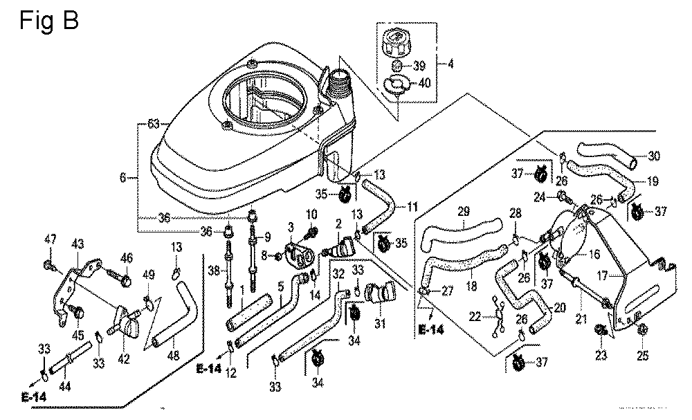 Fig-2 Diagram and Parts List for GCV160A Type E5A4 Honda Engine