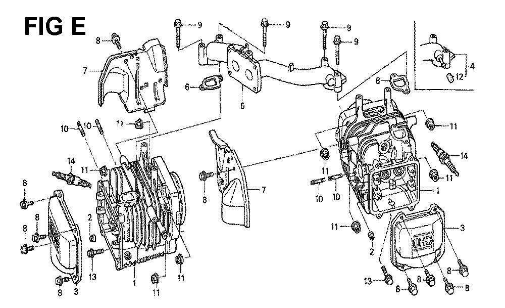 Fig-10 Diagram and Parts List for GXV530 Type SXE3A Honda Engine