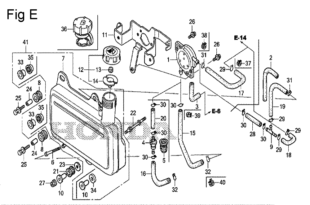 Fig-5 Diagram and Parts List for GS190A Type MBA2 Honda Engine