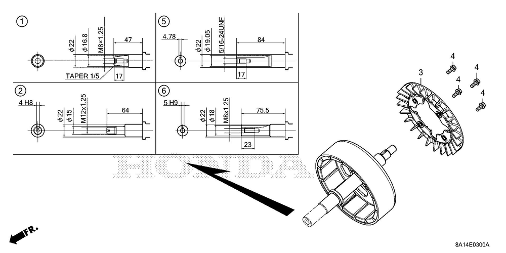 Rotor Diagram and Parts List for GXE20S (Type V3)(GMACK-1000001-9999999) Honda Engine