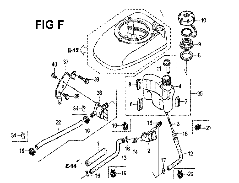 Fig-6 Diagram and Parts List for GCV190LA Type SBA Honda Engine