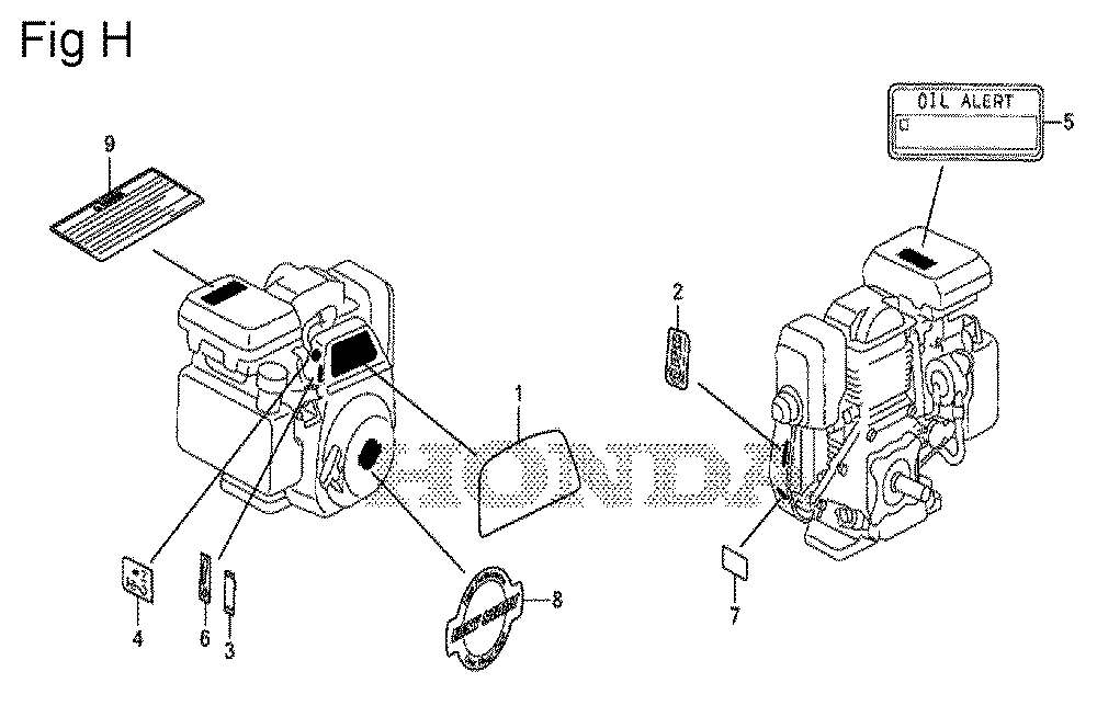 Fig-8 Diagram and Parts List for GS190A Type QBE Honda Engine