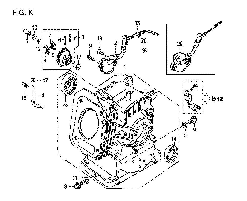 Fig-11 Diagram and Parts List for GX120T1 Type QXBR Honda Engine