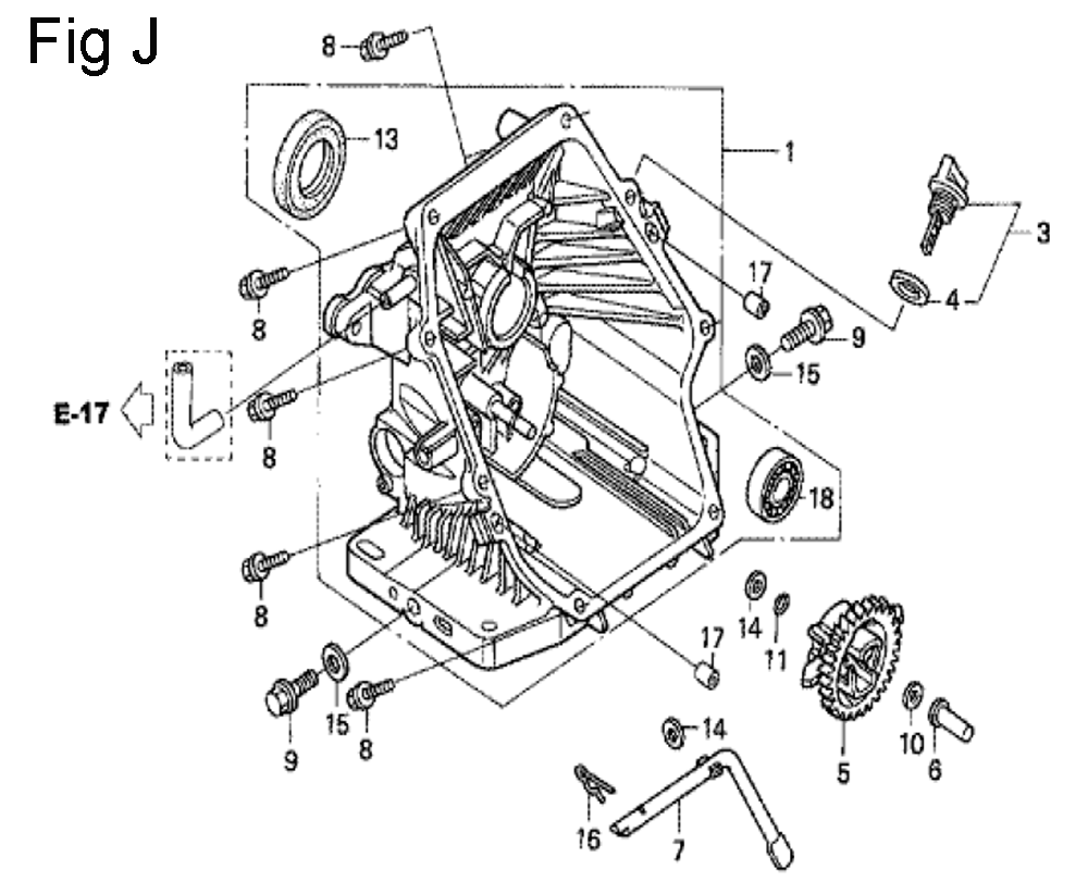 Fig-10 Diagram and Parts List for GC190A Type SHE1 Honda Engine