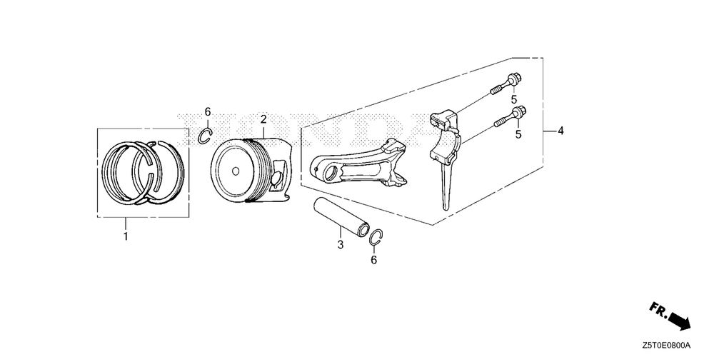 Piston Diagram and Parts List for GX390UT2 (Type  LX2/A)(GCBCT-3000001 - 3485996) Honda Engine