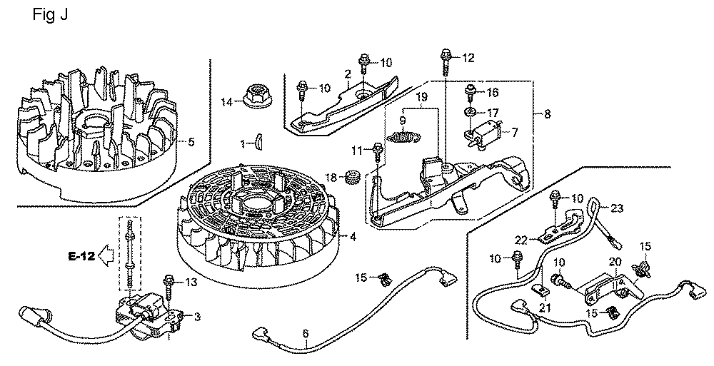 Fig-10 Diagram and Parts List for GSV190A Type A1A Honda Engine
