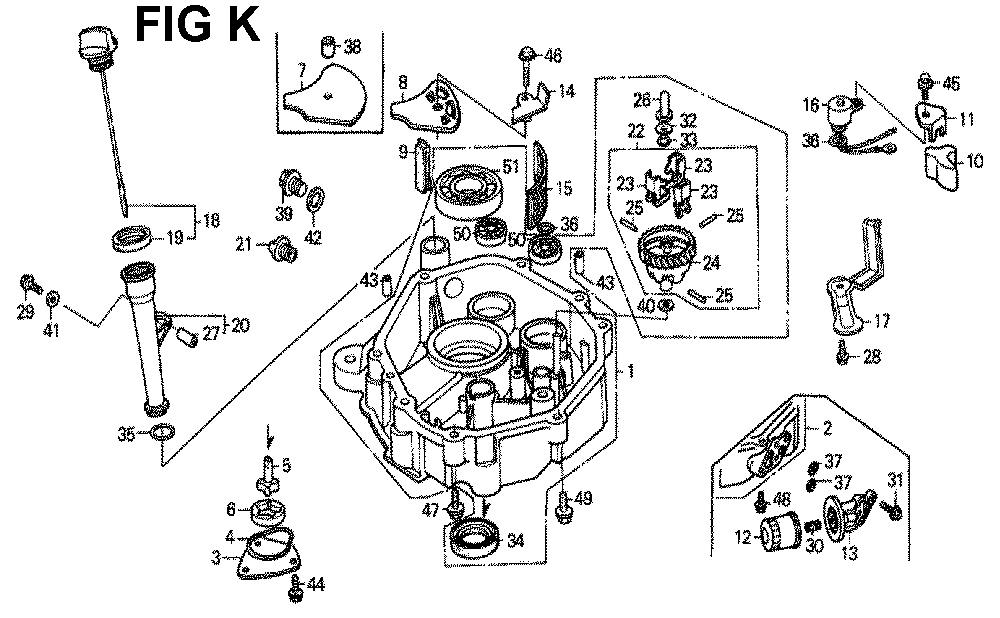 Fig-9 Diagram and Parts List for GXV340 Type DN2 Honda Engine