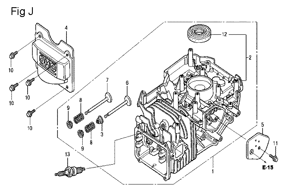 Fig-10 Diagram and Parts List for GCV160LA Type N5AF Honda Engine