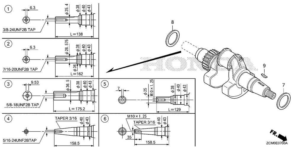 Crankshaft Diagram and Parts List for GX690RH (Type TXFC)(GCAPH-2000001-9999999) Honda Engine